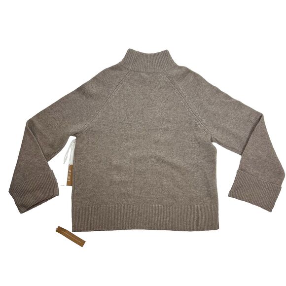 Reformation Garrett Cashmere Cropped Turtleneck Sweater Size L Oatmeal Knit NWT - Picture 14 of 16